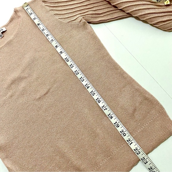 Nanette Lapore Pink Blush Sweater Medium Shimmery Long Rib Sleeves Light - Picture 14 of 15